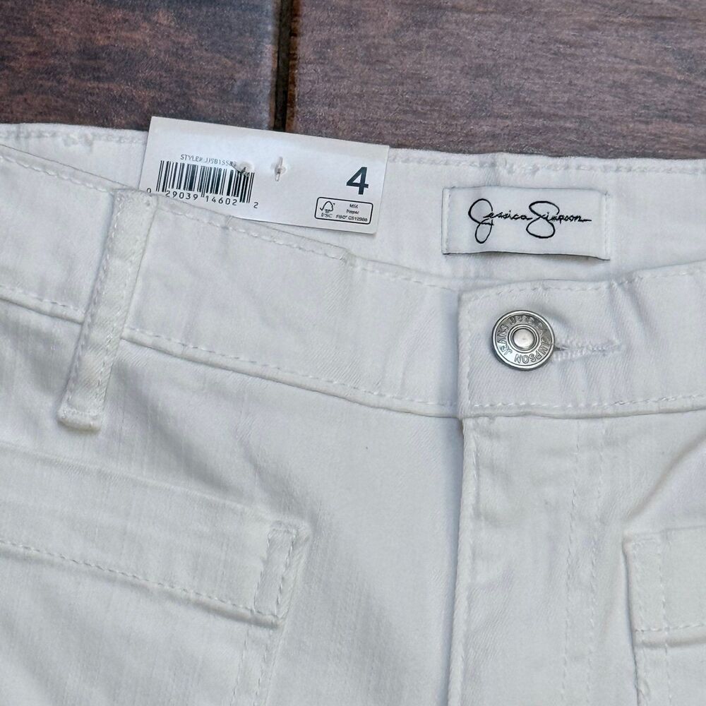 Jessica Simpson Sz 4 Cropped Wide Leg High Rise Jeans White NWT - Picture 8 of 8